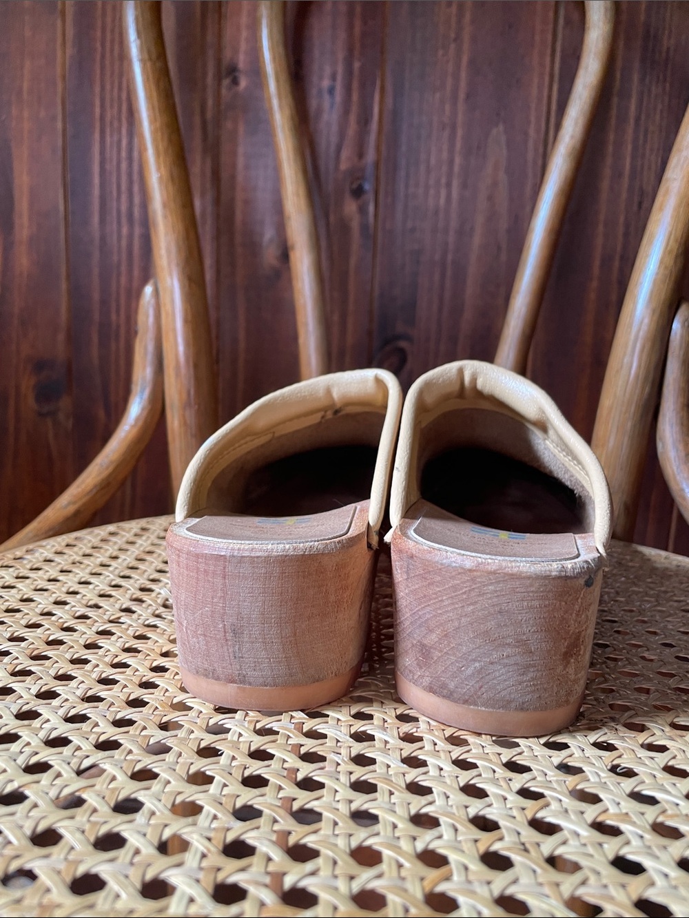 Vintage 1970s Olof Daughters Tan Leather Clog Mules Sz8 - Picture 7 of 11